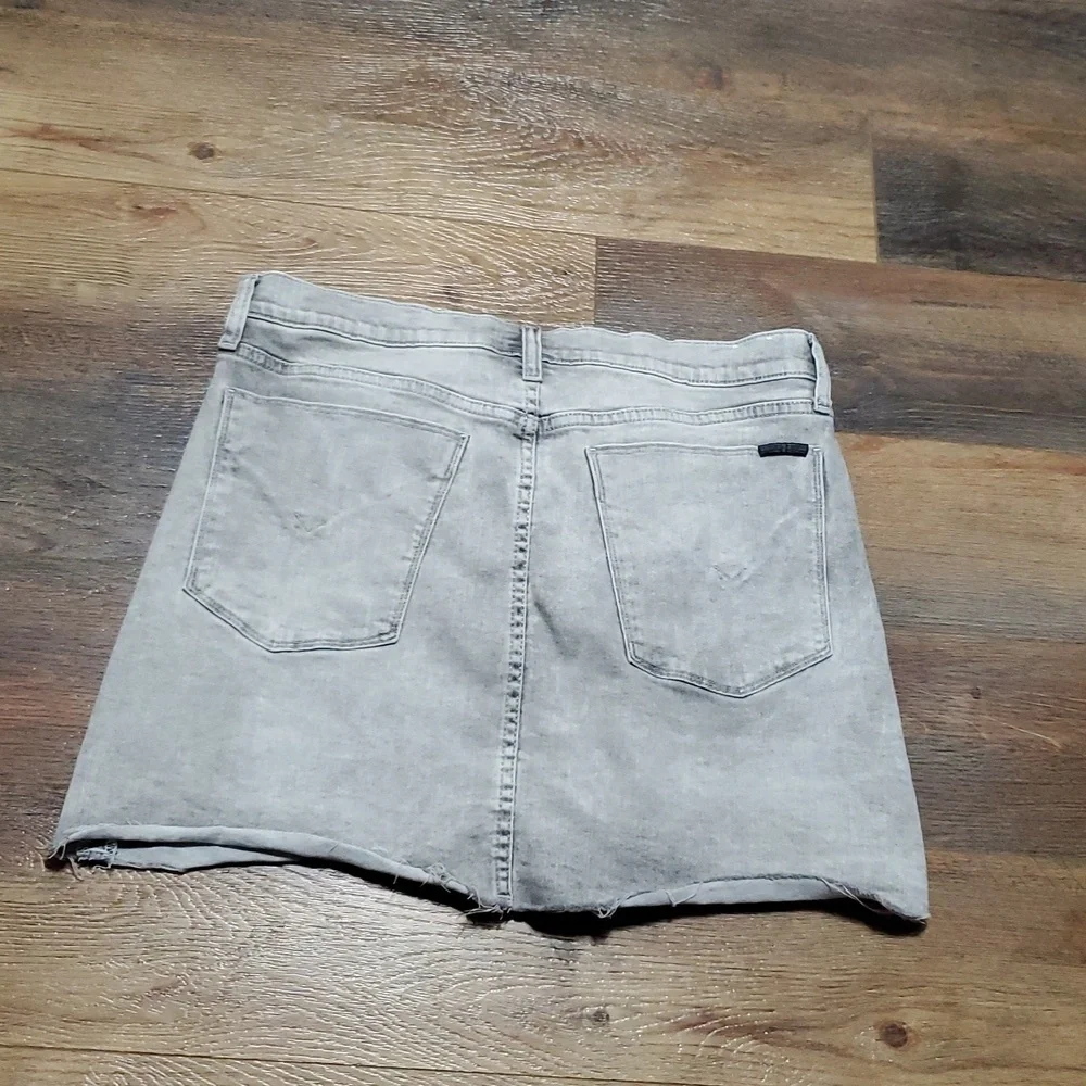 Hudson vivid skirt grey denim distressed hem stretch